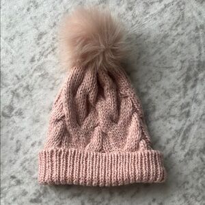Express Blush Knit Hat with Pom-Pom